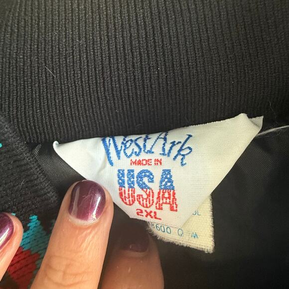 Vintage Bomber Jacket West Ark USA Southwestern Aztec Mens 2XL Western Workwear - Picture 4 of 7